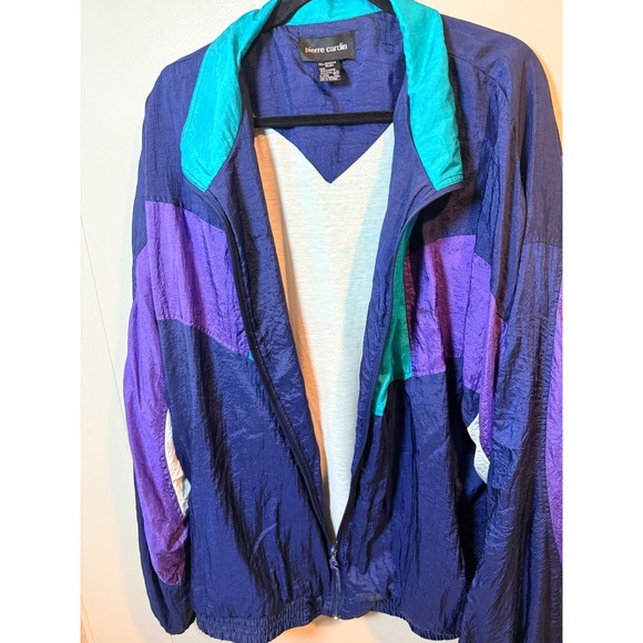 Vintage 90's Pierre Cardin Colorblock Track Jacket Full Zip Windbreaker Mens 3XT - Picture 8 of 9